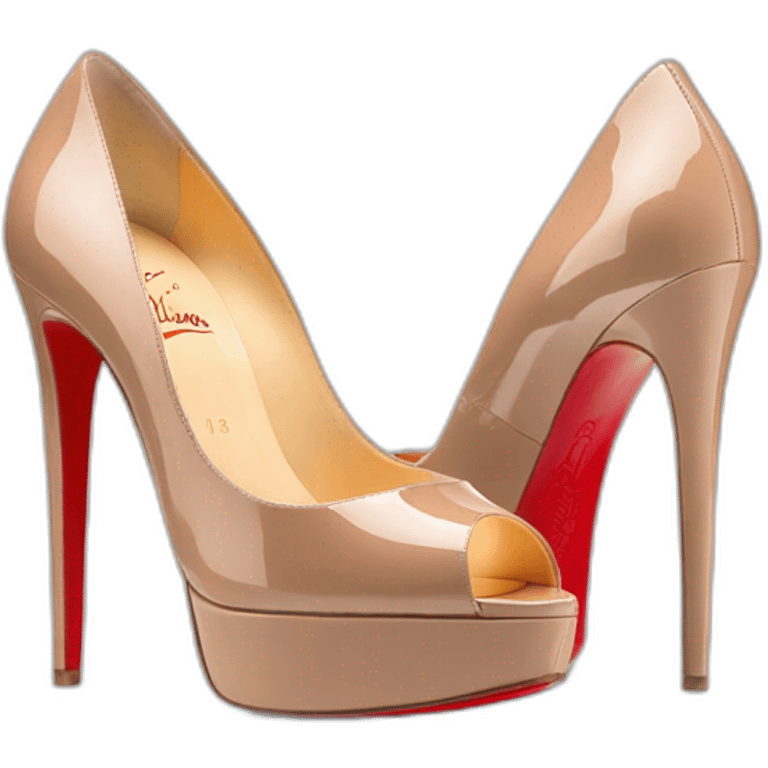 Louboutin nude patent Leather Lady Peep Toe Platform emoji