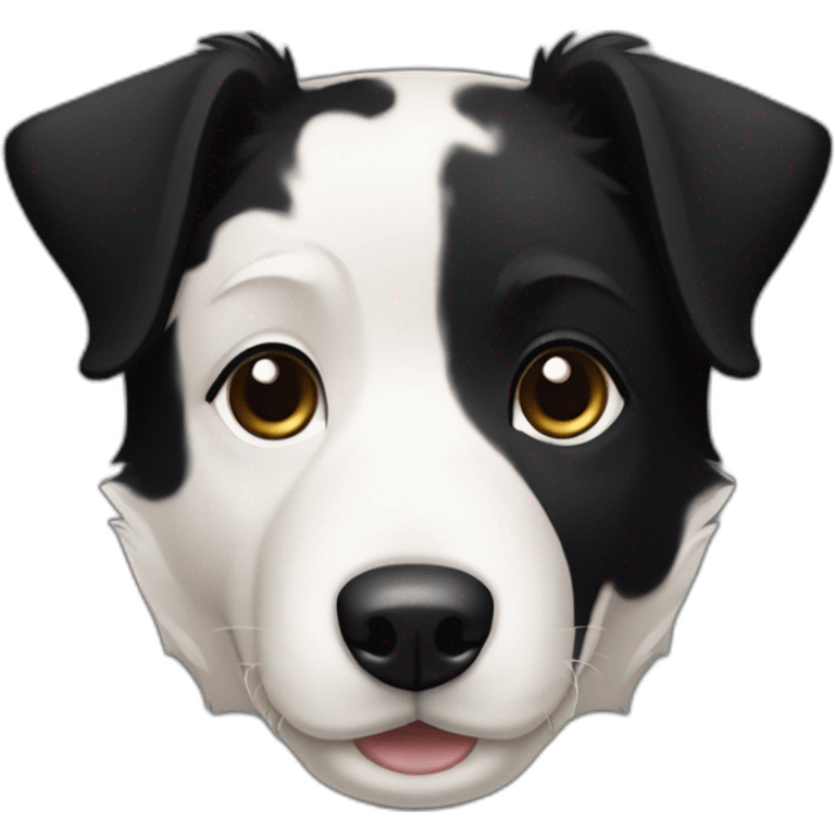 dog, short-hair, black-hair, black-fur, white-chest, white-stripe-down-face, black-head, black-border-collie, mcnab emoji