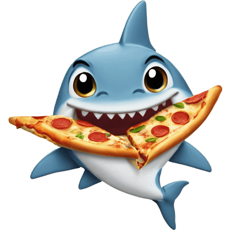 Baby shark eating a pizza emoji