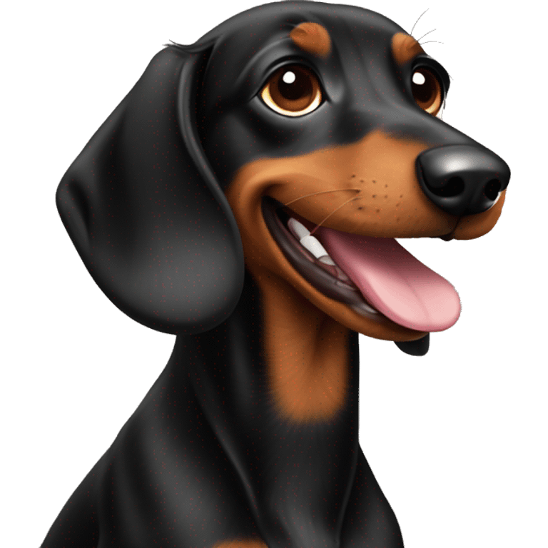 dachsund, happy, head only, black\ emoji