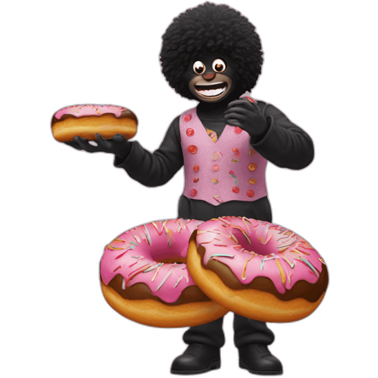 Gollywog looking at donuts emoji