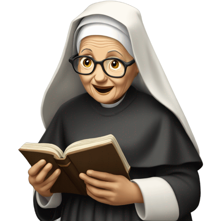 Old nun reading the holy Bible scriptures  emoji