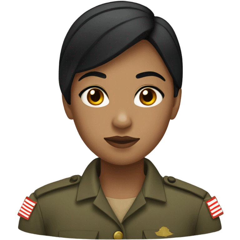 Female marine corps with short black hair light skin girl emoji