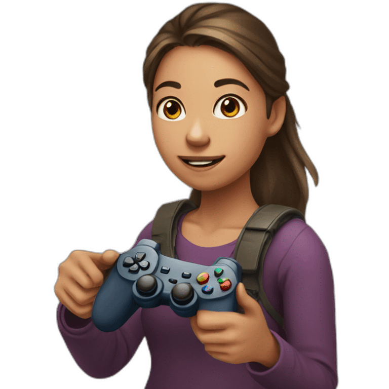 Gamer girl holding game controller emoji