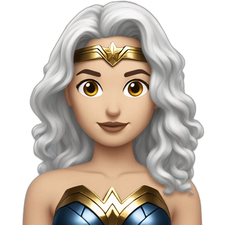 Wonder woman cheveux courts et argentés emoji