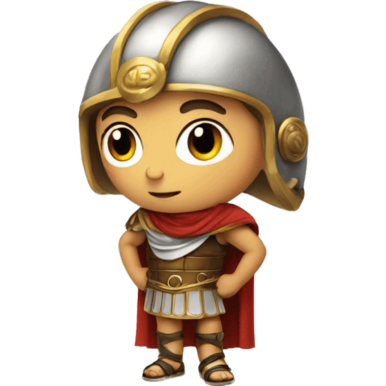 A young boy dressed in oversized roman gear emoji