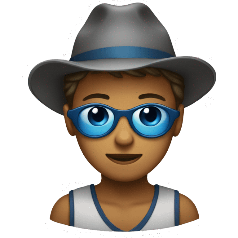 playful boy in a hat blue eyeshade  emoji