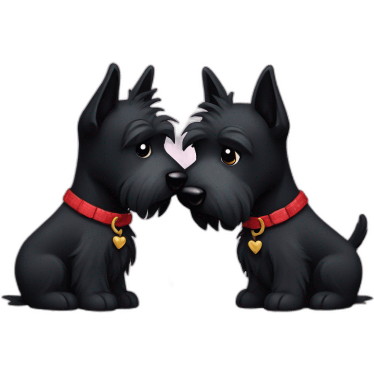 Two black Scottish terrier kissing emoji