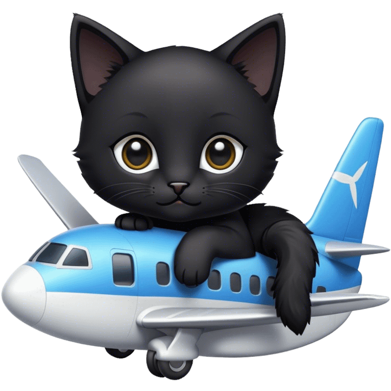 Black kitten on plane emoji