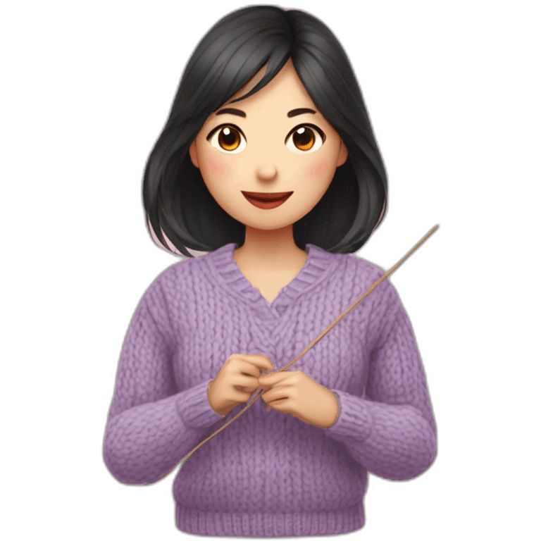 a asian girl knitting sweater emoji