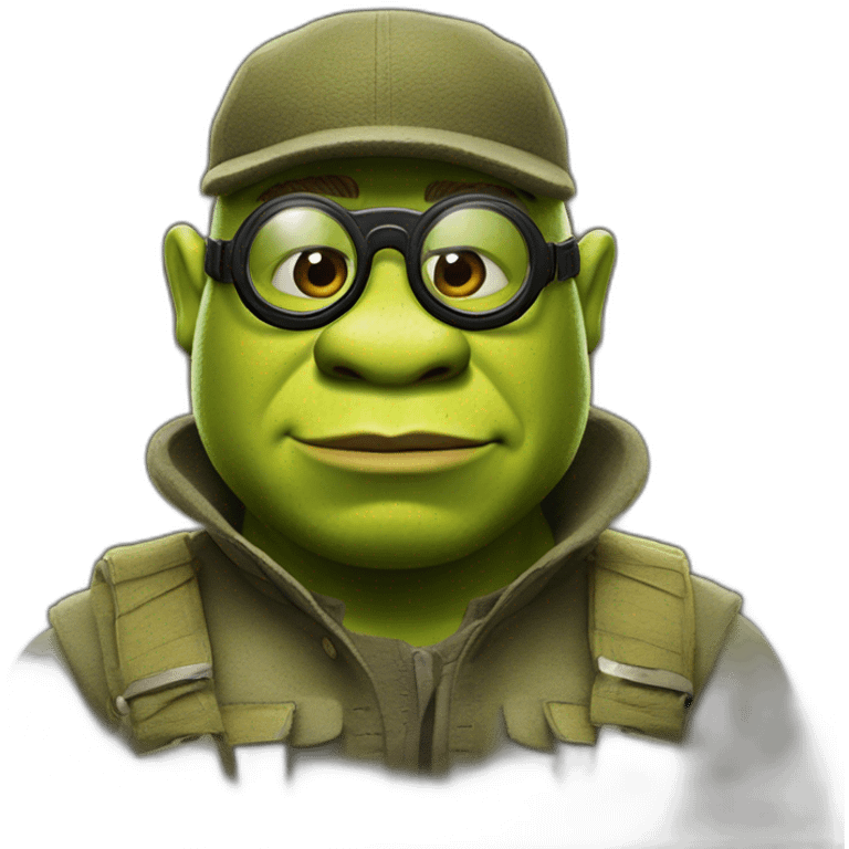 Shrek dressed in C.P. Company with lenses emoji