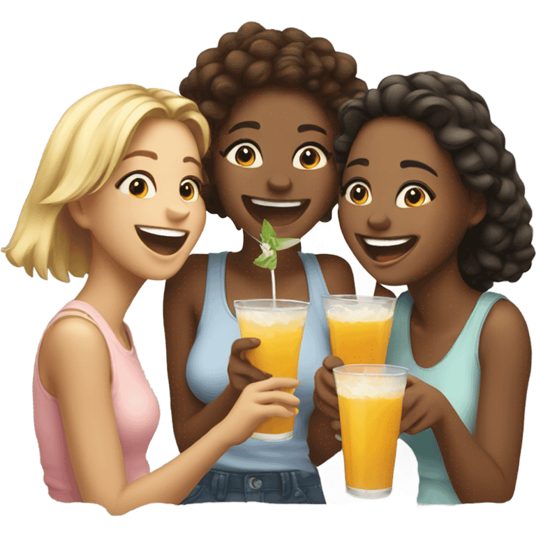 Group of girls drinking  emoji