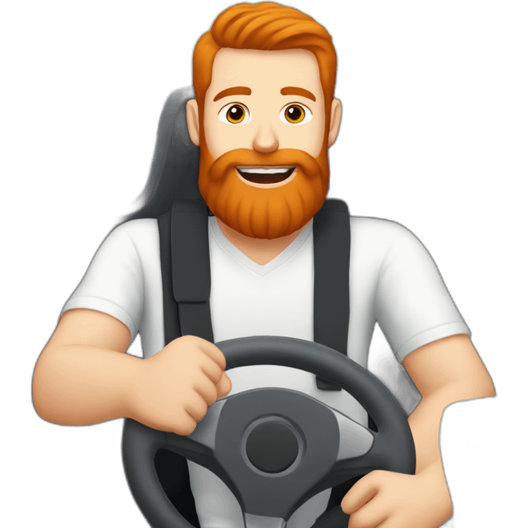 Man with a red beard drinking beer and driving a f1 car emoji