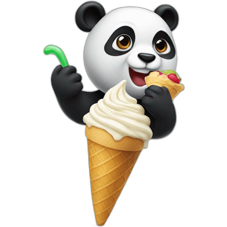 Panda eating ice cream emoji