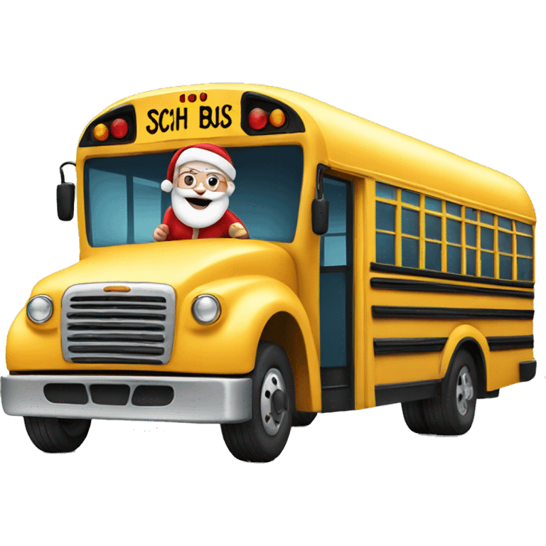 Santa driving a school bus emoji