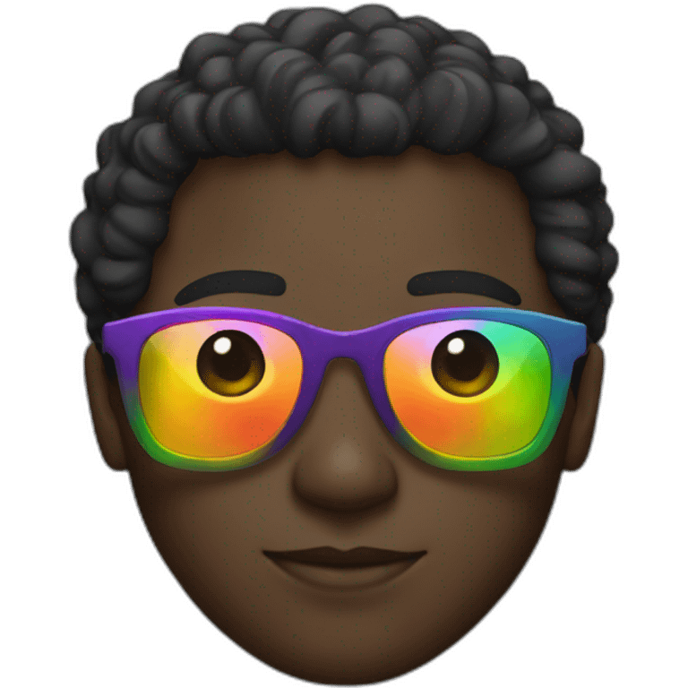 black guy with rainbow glasses emoji