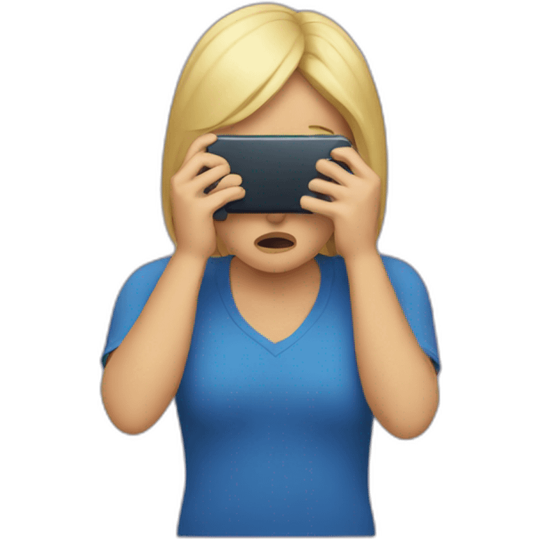 exasperated person holding a phone in front of their face emoji