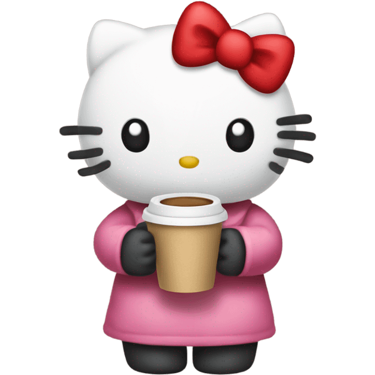 Hello kitty holding coffee emoji