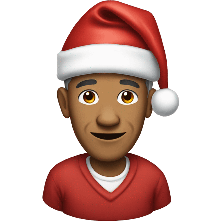 Obama wearing Santa Claus hat emoji