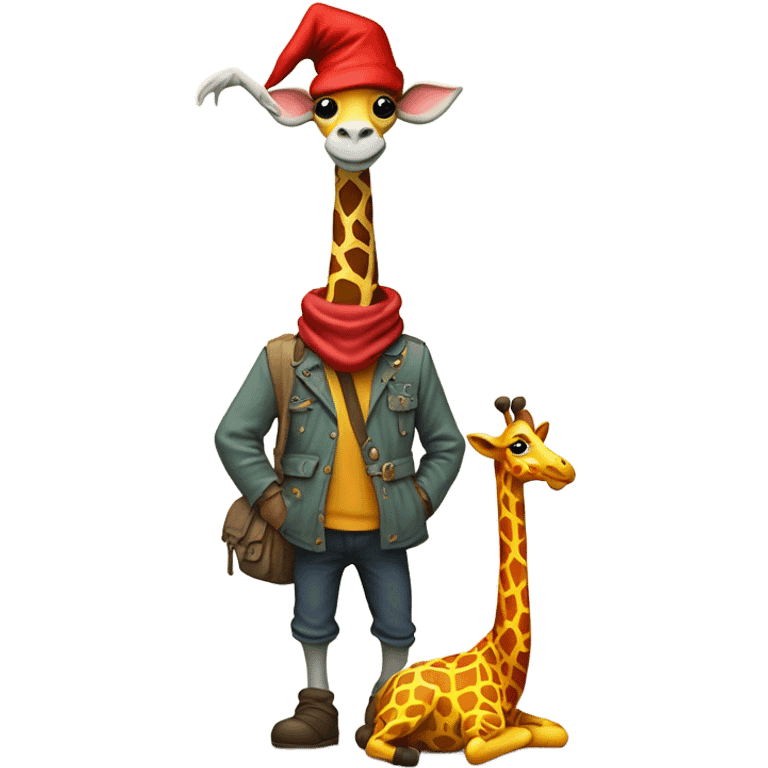 Gnome riding a giraffe emoji