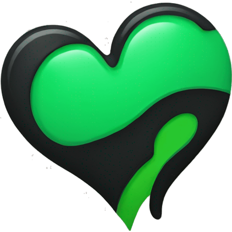 Half black and half Green broken swirl heart emoji