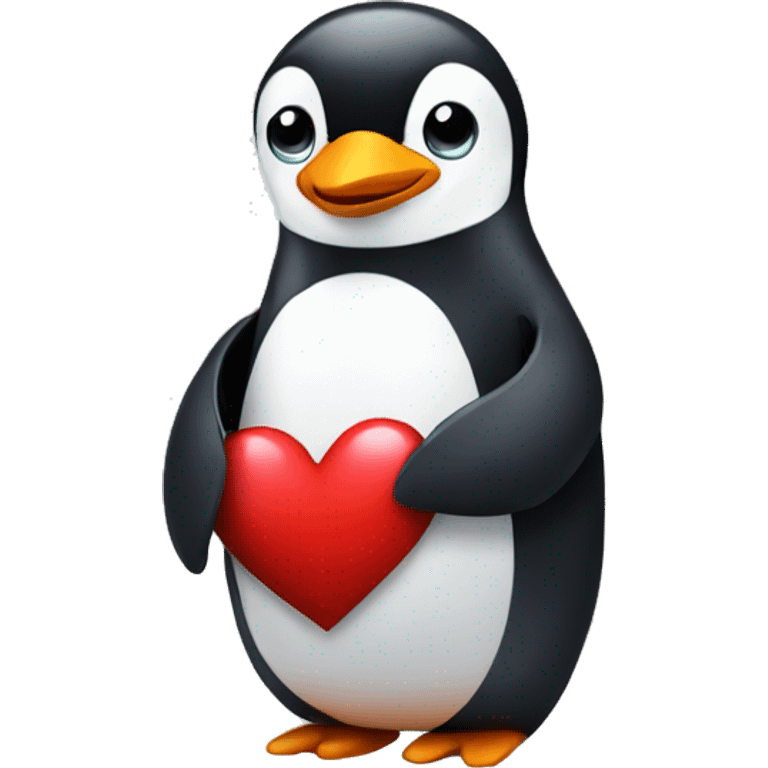 Penguin holding a heart emoji