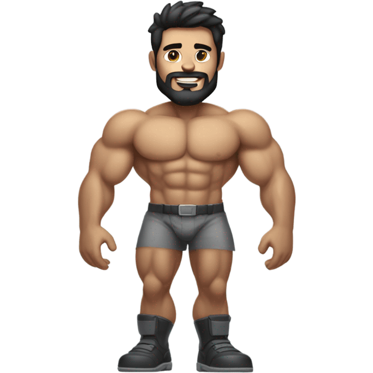 muscular man half robot with short, dark hair and a neatly trimmed beard emoji