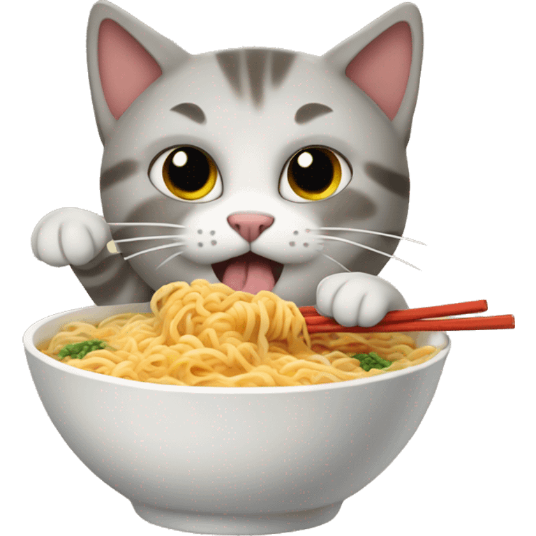 Cat eating ramen noodles emoji