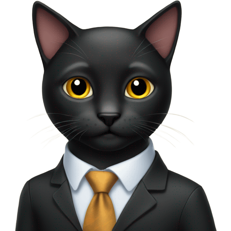 Black cat wearing with a tie emoji