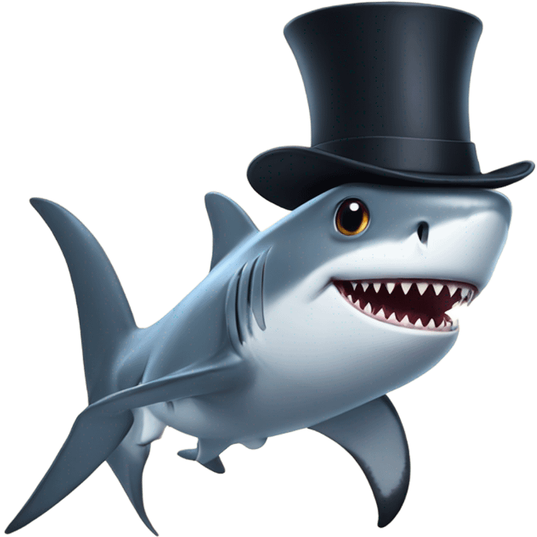 Shark with a top hat emoji