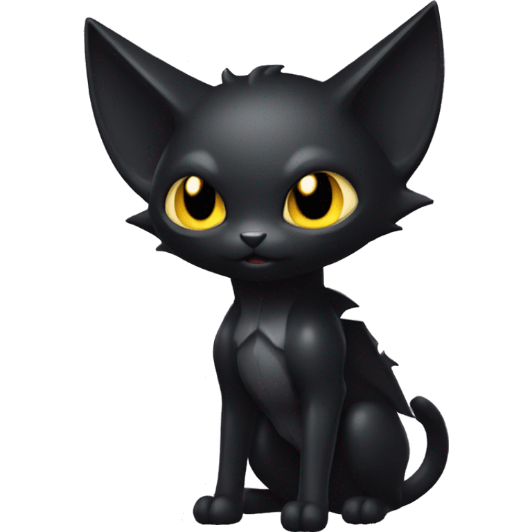 Shiny Black Dark-type-Poison-type-Fakémon-Bat-Cat full body emoji