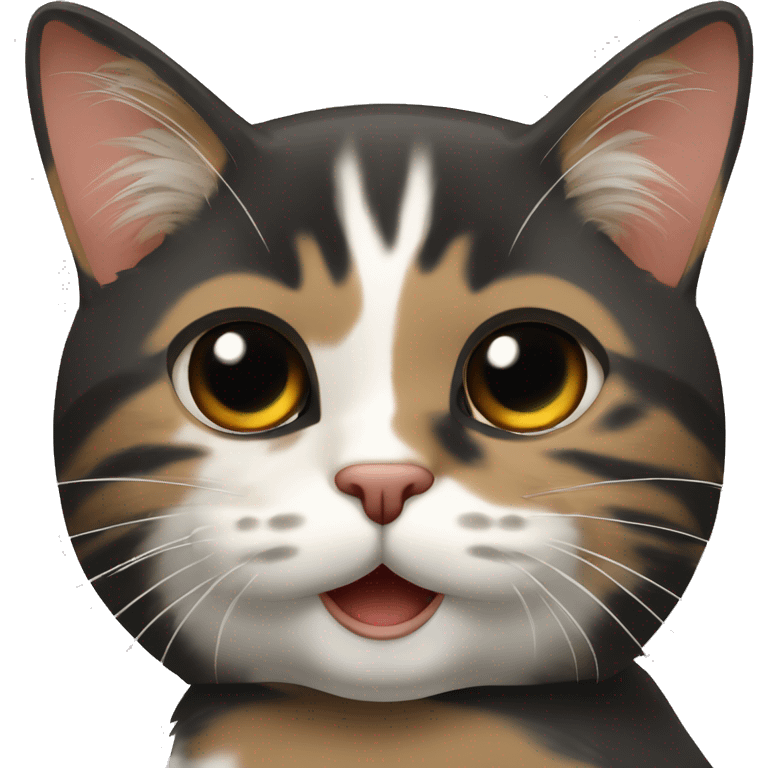 Gato tricolor con mancha negra en la barbilla  emoji