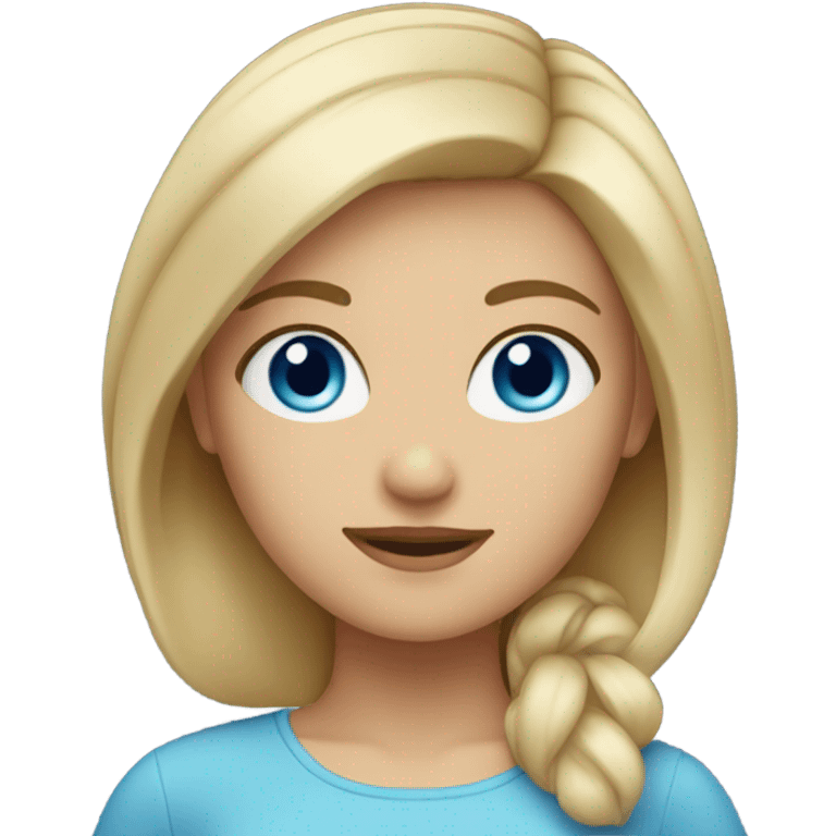 blond Crop Cut hair girl with Blue eyes emoji