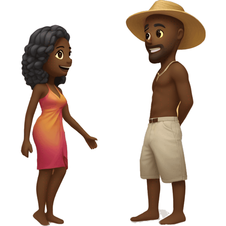 Beach Sunset man and woman  emoji