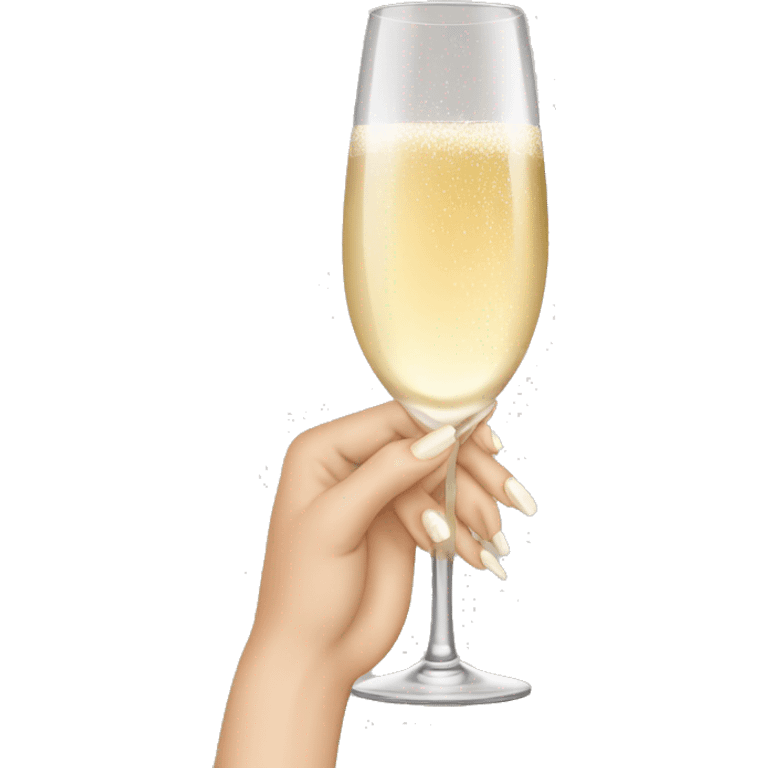 white woman hand with beige nails holding champagne glass emoji