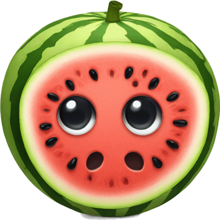 watermelon with big black eyes emoji