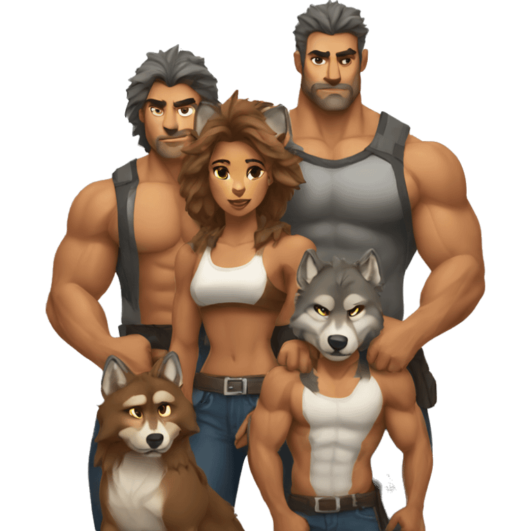 muscular wolf family emoji