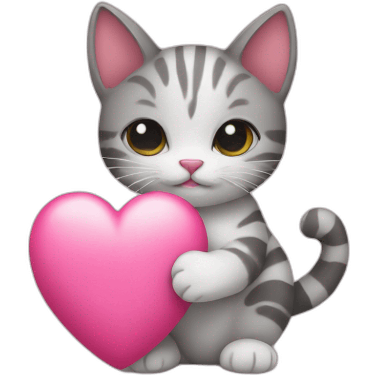 cat holding pink heart icon emoji