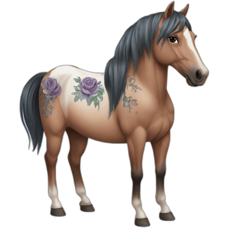 Horse with tatoo emoji