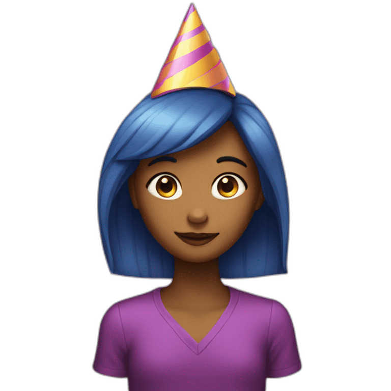 girl wearing party hat emoji