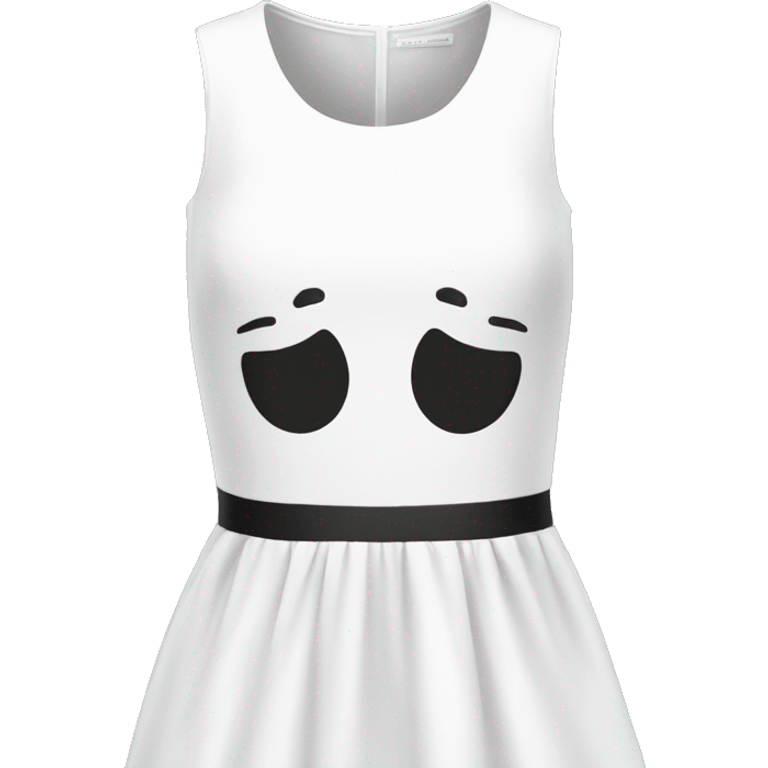 White high low dress with black words on the bottom of the dress  emoji