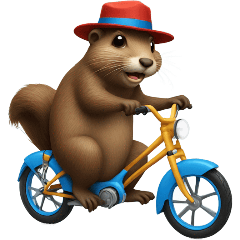 Beaver on a bike in blue hat emoji