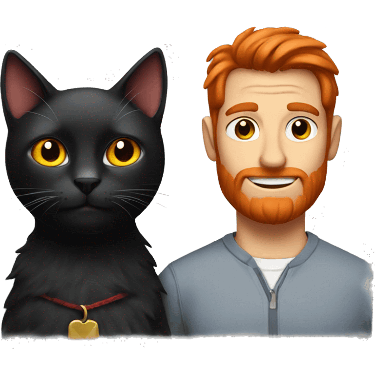 Black cat with red haired man emoji