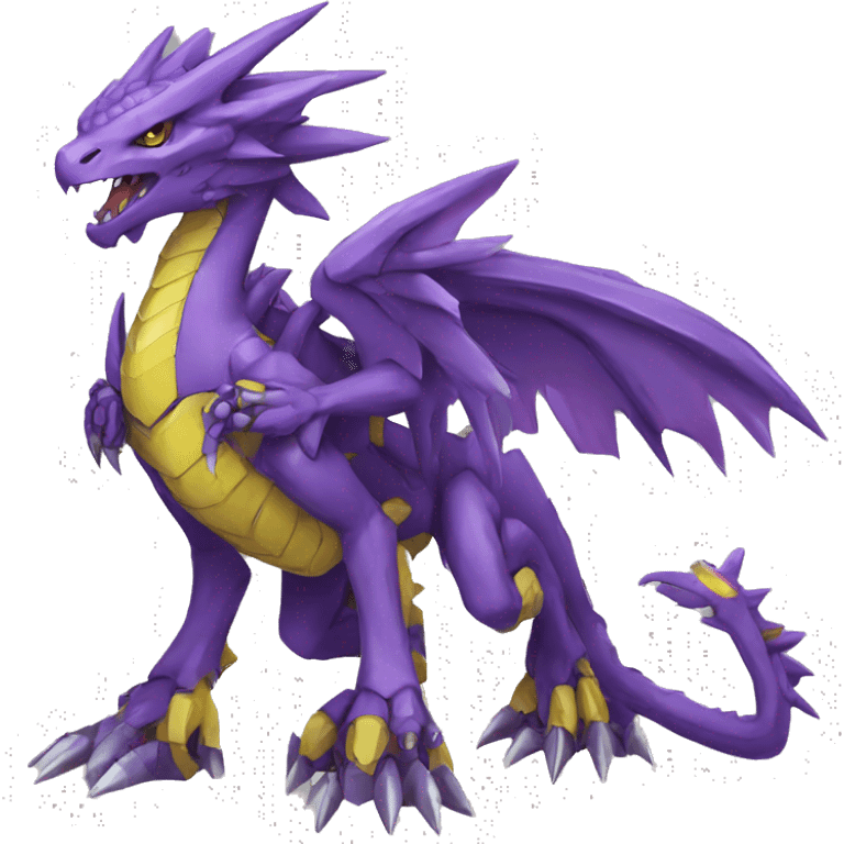  Edgy Purple Yellow Digimon-Fakemon-Reptile-Dragon-Mecha full body emoji