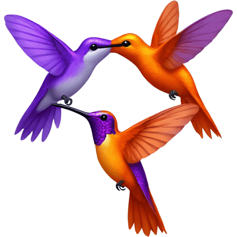 Orange Hummingbird and purple hummingbird emoji