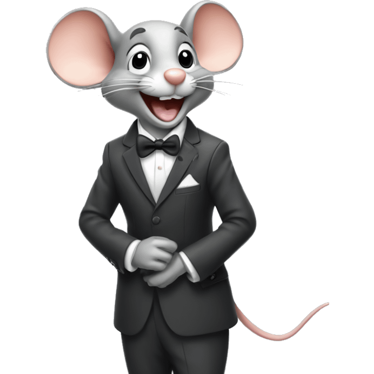 Happy mouse wearing a suit blowing a kiss emoji