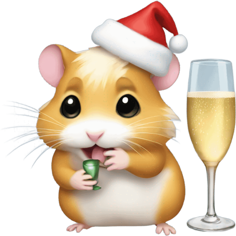 hamster christmas with champagne emoji