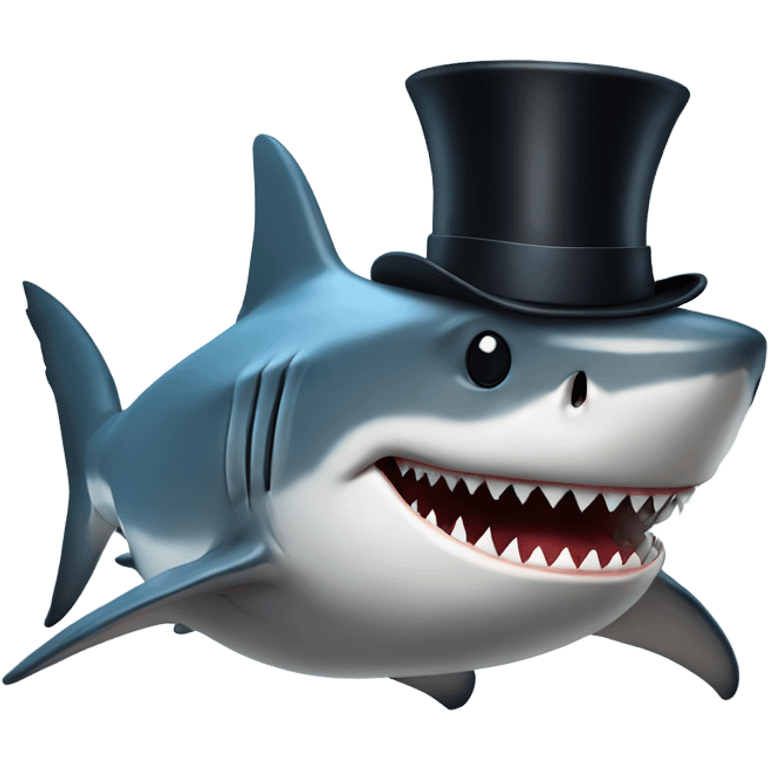 Shark with a top hat emoji