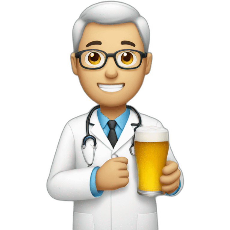 Physician guy drinking a beer emoji