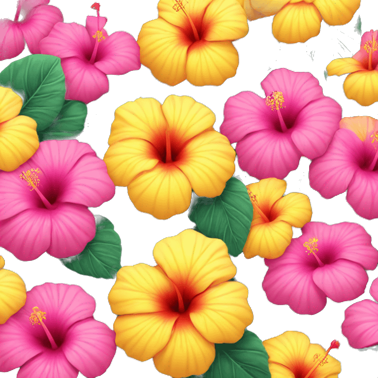 yellow and pink hibiscus flower emoji